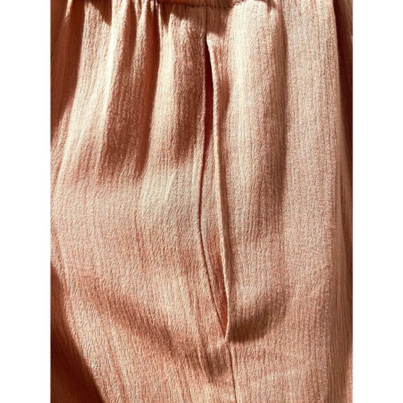 MABLE blush pink mauve tiered ruffle on/off shoulder maxi dress pockets sz L - Picture 4 of 4